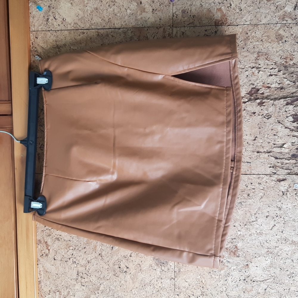 Rewash brand, Faux leather skirt, brown,   Size small